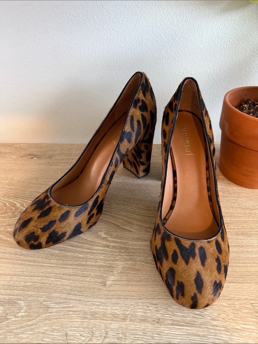 J. McLaughlin Mila Leopard Print Calf Hair Block Heels, 8.5